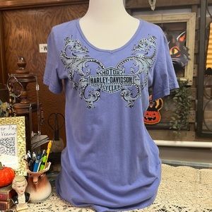 Light lavender Harley, Davidson T-shirt, women’s large